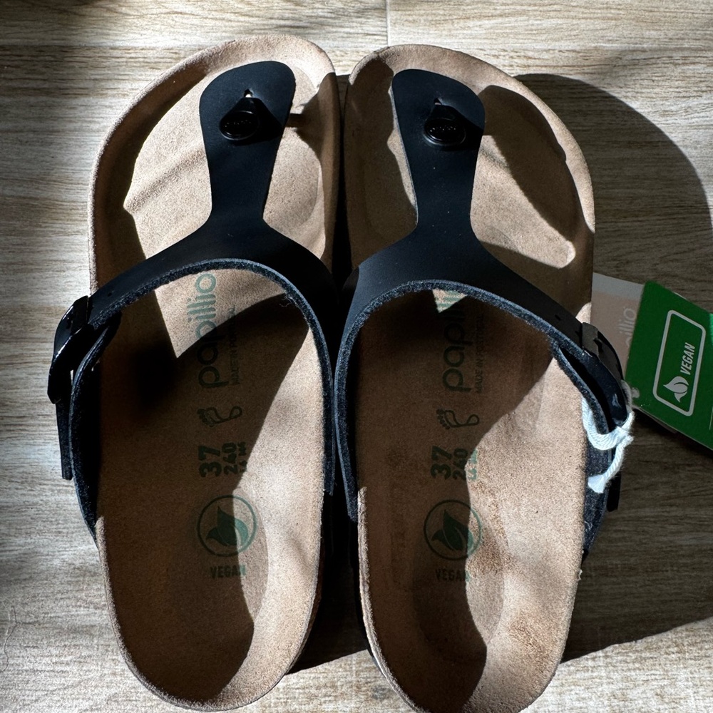 BIRKENSTOCK PAPILLIO WOMEN’S GIZEH PAP FLEX PLATFORM BLACK Size 6 EU 37 $125 - Picture 4 of 6